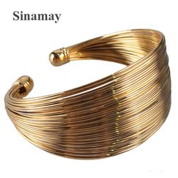 Bangle Vintage Women Gold-Plated Bangles Bracelets For Ladies Female Wedding Wide Accessories