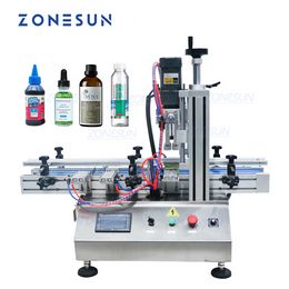 ZONESUN ZS-XG1860 Tabletop Automatic Spray Glass Plastic Bottle Capping Machine E-juice Jar Cap Screwer