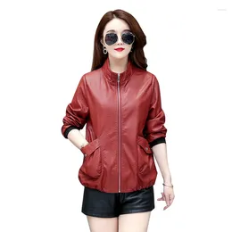 Women's Leather M- 4XL PU Coat Women 2023 Spring Jacket Short Slim Motorcycle Clothing Female Coats OAIRED