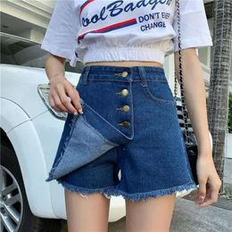 Women's Shorts High Waist Summer Vintage Oversize Casual Denim Skirts Female Loose Korean Fashion Short Jeans All-match
