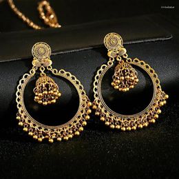 Dangle Earrings Retro Gypsy Gold Color Flower Drop 2023 Women Orecchini Jewelry Vintage Ladies Jhumka