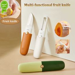 New Fruit Knife Kitchen Dormitory Student Peeler And Peeler Household Portable Multi-function Two ln One Apple Peeler 1PCS