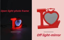 المرايا السحرية المتسمية LED مع ورقة ألومينوم فارغة إطار صورة القلب مرآة USB شاحن الشاحن ليلا لضوء عيد الحب هدية جديدة