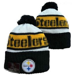 Men Knitted Cuffed Pom Pittsburgh Beanies PIT Bobble Hats Sport Knit Hat Striped Sideline Wool Warm BasEball Beanies Cap For Women A11