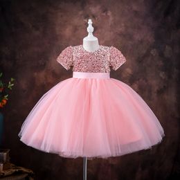 Girl's Dresses Girls Wedding Dress For Kids 3-8 Years Sequin Lace Tulle Princess Tutu Children Elegant Party Evening Formal Communion Prom Gown 230406