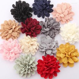 Decorative Flowers 100Pcs 6.2cm 2.4inch Vintage Solid Rose Chiffon Fabric Artificial For Wedding Decoration Patch Appliquee Wreath Bride