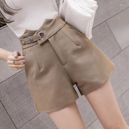 Women's Shorts 2023 Summer Womens High Waisted Khaki Black Beige Wide Leg Korean Style Casual Irregular For Woman