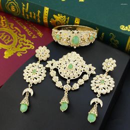 Necklace Earrings Set Neovisson Gold Colour Morocco Long Drop Earring Caftan Brooch Crystal Bracelet Bride Wedding Jewellery Accessorie