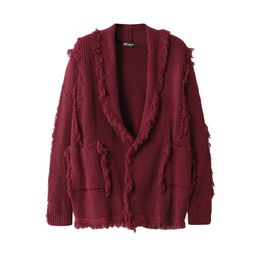 Solid Color Ripped Knit Cardigan Personalized Tassel Cardigan Sweater Y2k Women Destroyed Jumpers Winter Mens Clothing
