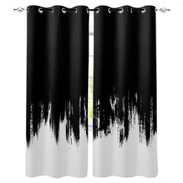 Curtain Abstract Paint Smear Color Black Curtains For Bedroom Living Room Luxury European