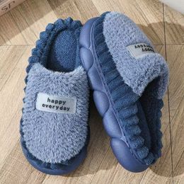 Men's Home Thick Sole Cotton Slippers Winter Indoor Comfort Plus Cashmere Warm Silent Non-Slip High Quality Cotton Shoes