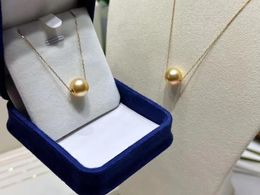 Pendant Necklaces Luxury High Quality Gold Colour Sea Pearl Necklace Sinny Mirror Face Natural 18K Torque