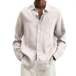 Men's Casual Shirts Men T-Shirt Simple Pure Color Shirt Costume Cotton Linen Autumn Blouse Tops For School