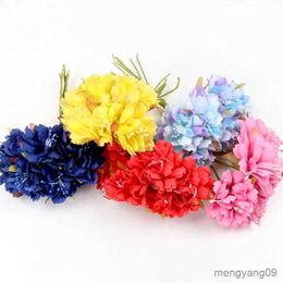 Christmas Decorations 6Pcs/lot 3cm Silk Chrysanthemum Artificial Flowers Head DIY Wreath Gift Box Craft Fake Flower for Wedding Home Party Decoration R231107