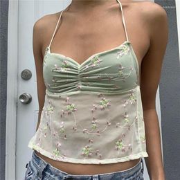 Women's Tanks Gaono Y2K Vintage Backless Tie Up Halter Top Fairy Core Grunge Aesthetic Clothes Chic Women Sweet Girl Crop Chest Wrap Vest