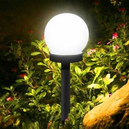 Lawn Lamps Round Bulb Shaped Solar Light Outdoor LED Globe Powered Lawn Light Waterproof for Yard Patio Walkway Landscape In-Ground Pathway P230406
