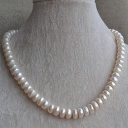 Genuine Pearl Jewellery 17inches White Color Real Freshwater Pearl Necklace 9 5-10 5mm Big Size Woman Jewelry3266