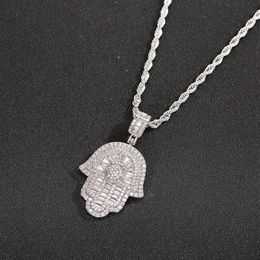 New Iced Out Palm Necklace Pendant With Rope Chain Cubic Zircon men and women Hip hop Jewelry281p