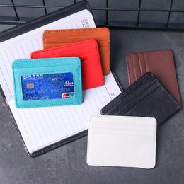 Card Holders 1PC Men Women Durable Slim Simple Travel Lichee Leather Bank Business ID Wallet Holder Case With Coin Purse Bag