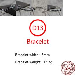 D13 S925 Sterling Silver Bracelet Hip Hop Street Fashion Couple Jewelry Personalized Punk Style Retro Simple Anchor Cross Flower Shape Gift for Lovers