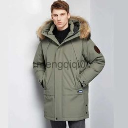 Men's Down Parkas 2023 New Winter Hooded Mid-Length Men Down Jacket Casual Fashion Thicken Warm Fur Collar Parka All-Match Solid Color Outwear J231107