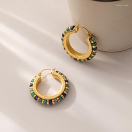 Stud Earrings Design Sense Handmade Beaded Turquoise Ear Studs Senior Temperament Natural Stone Buckle Attendance Cocktail