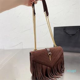 Designer -suede bags Tassel chain bag Retro messenger purse Girls Vintage shoulder bags