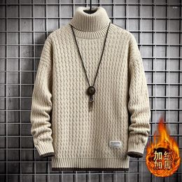 Men's Sweaters Men Winter Thickening Warm High-neck Knitted Sweaters/Male Slim Fit Fashion Casual Pullover/Man Stripe Clothing 4XL-M