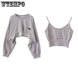 Women s T Shirt Short Thin Sweatshirt Long Sleeve Crew Neck Casual Top Blouse Daily Two piece Simple Style Wholesale 230407
