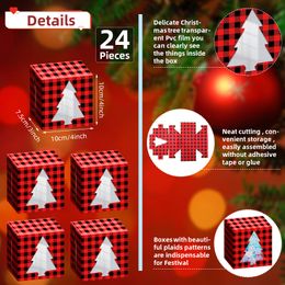 Christmas Decorations Cupcake Boxes Plaid Bakery Cookie Candy Treat Goody Favour With Tree Pattern For Storage Decor Red And Black Drop Otzrw