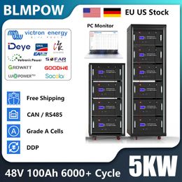 48V 100Ah 200Ah LiFePO4 Pack Battery CAN/RS485 Super Capacity 32 Parellel 5KW 10KW 200A BMS 6000 Cycle EU US No TAX In Stock