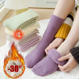 Women Socks Long Winter Boot Solid Color Thicken Warm Casual Cotton Fluffy Mid Tube Female Comfortable Soft Home Floor Sock