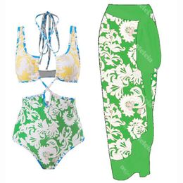 Women Patchwork Bikini Swimwear Summer Beach Clothes Fashion Printed One Piece Swimsuit Sexy Swimming Suit for Lady