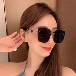 Sunglasses 2023 Oversized Half Frame Square Brand Designer Eyewear Female Shades For Women Fashion Men Sun Glasses Uv