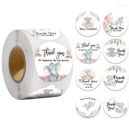 Gift Wrap Thank You Stickers Cartoon Elephant Sticker Present Package Seal Labels Small Business Thanks 2.5cm 100-500pcs