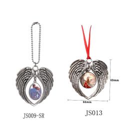 Party Favour Sublimation Blank Diy Metal Pendant Retro Wings Car Ornament Christmas Drop Delivery 202 Dhr6B