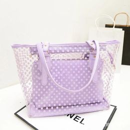 Evening Bags Women's Summer Big Bag Korean Version Of The Fresh Wave Point Transparent Portable Shoulder Jelly Included Pvc Beach