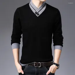 Men's Sweaters Winter Cashmere Sweater V-neck Thickened Thermal Young And Middle-Aged High Quality Woollen