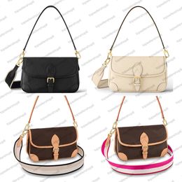 M46386 M46388 DIANE Designer women satchel bag canvas letter flower embossed cowhide jacquard strap Purse clutch crossbody handbag shoulderbag