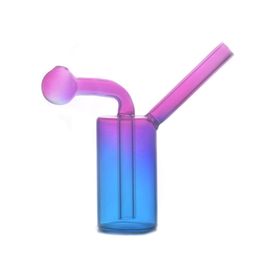 10pcs Big Size Glass Oil Burner Bong Hookahs Rainbow Colorful Thick Smoking Water Pipe Bubble for Ash Catcher Oil Pot Smoking Tools