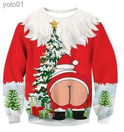 Women's Sweaters Unisex Ugly Christmas Sweaters Christmas Elves Christmas Funny Sweaters And Artificial Hair Autumn And Winter SweatersL231107