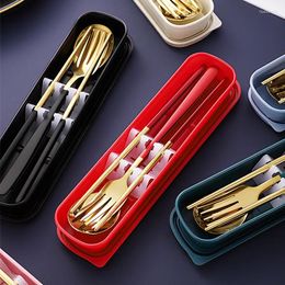 Dinnerware Sets Ultimate Stainless Steel Portable Cutlery Set: The Perfect Fork Spoon Chopsticks Set For On-the-Go Dining Experience