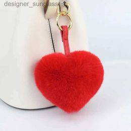 Keychains Lanyards Fashion Fluffy Real Rex Rabbit Fur Ball PomPom Soft Genuine Fur Keychain Metal Ring Pendant Bag Charm for Women AccessoriesL231107