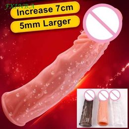 Sex Toy Massager Fxinba 3 Color 17cm Large Penis Sleeve Reusable Extended Extender Cock Enlargement Extension Men Gay Adult