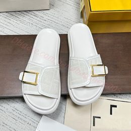 Luxury Sandals Slippers Men Women Summer Travel Black yellow Fabric Brocade Slides platform Leather Flat sole Metal Buckle Casual Sandals With Box