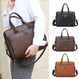 Briefcases Men'S Executive Briefcase Leather Handbag Computer Laptop Document Shoulder Business Messenger Crossbody Side Bag