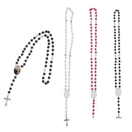Party Favor Sublimation Rosary Beaded Necklace Cross Metal Pendant Wholesale Drop Delivery 202 Dhyy3