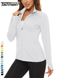 Women's T-Shirt TACVASEN UPF 50Sunscreen Summer Shirt Women's Long Sleeve Shirt Full Zip Casual Jacket Zipper Pocket Golf Sports Top 230407