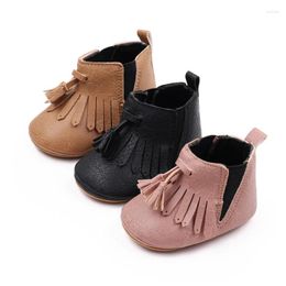 Boots Born Girl Ankle Tassels PU Winter Warm Baby Walking Shoes For Toddler Infant Children's