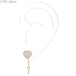 Stud S925 Sterling Silver Women's Unilateral Ear Chain. Shiny heart-shaped diamond. Valentine's Day Luxury Jewelry YQ231107